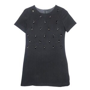 Kaii Black Dress Short Sleeve Embellished A-Line Small‎